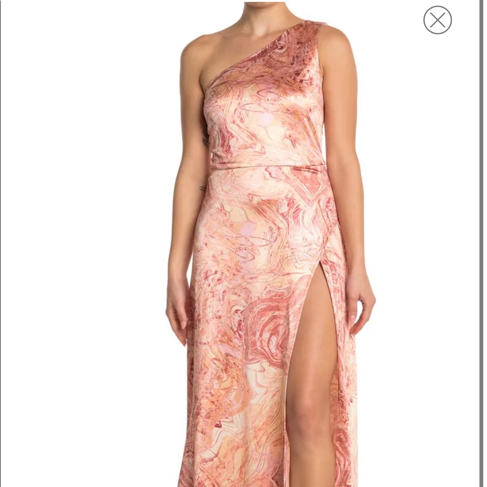 Lisabeth Printed Satin One Shoulder Dress new with tags